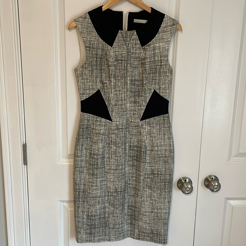 Karen Millen black and white print sleeveless shift dress